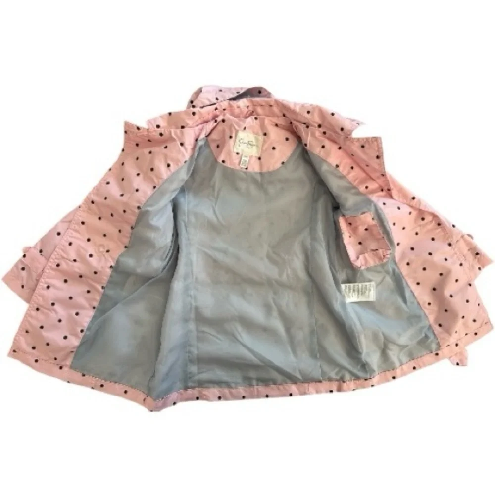 Jessica Simpson Girls Pink Polka Dot Trench Coat Size 6X | Hooded (1220)
